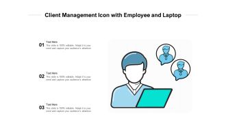 Client management icon with employee and laptop