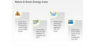 Co four text icons with power generation symbols ppt icons graphics