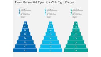 Co three sequential pyramids with eight stages flat powerpoint design