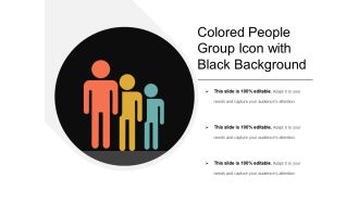 Colored people group icon with black background
