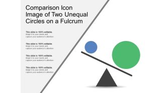 Comparison icon image of two unequal circles on a fulcrum