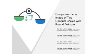 Comparison icon image of two unequal scales with round fulcrum