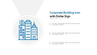 Corporate building icon with dollar sign