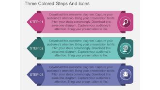 Cr three colored steps and icons flat powerpoint design