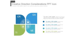 Creative direction considerations ppt icon