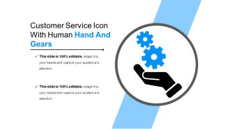 Customer service icon with human hand and gears