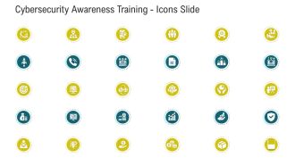 Cybersecurity awareness training icons slide ppt powerpoint presentation summary gridlines