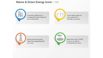 Cz green energy icons with windmill towers and building ppt icons graphics