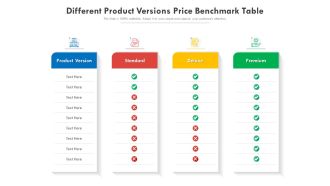 Different product versions price benchmark table