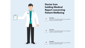 Doctor icon holding medical report concerning patient wellbeing