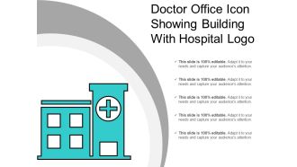 Doctor office icon showing building with hospital logo