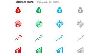 Dollar bag target selection growth bar graph ppt icons graphics