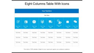 Eight columns table with icons
