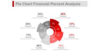 Eight staged pie chart financial percentage analysis powerpoint slides