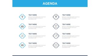 Eight staged tags and icons for business agenda powerpoint slide