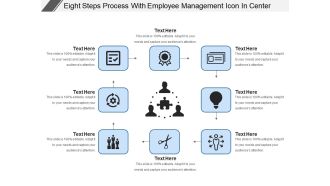 Eight steps process with employee management icon in center
