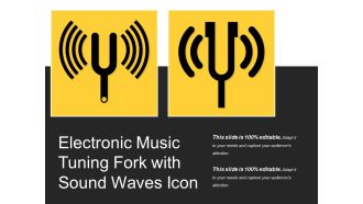 Electronic music tuning fork with sound waves icon