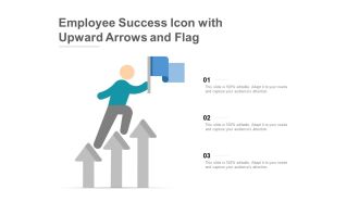 Employee success icon with upward arrows and flag