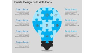 Eo puzzle design bulb with icons flat powerpoint design