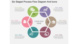 Et six staged process flow diagram and icons flat powerpoint design