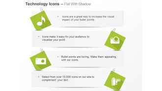 Film roll music nodes video recording camera ppt icons graphics