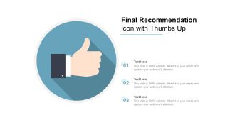 Final recommendation icon with thumbs up
