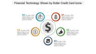 Financial technology shown by dollar credit card icons
