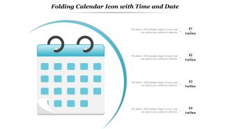 Folding calendar icon with time and date