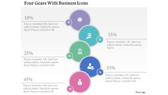 Four gears with business icons flat powerpoint design