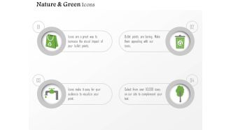 Four icons for green energy water air paper and waste management editable icons