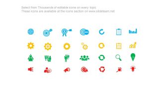 Four icons tags for business management powerpoint slide
