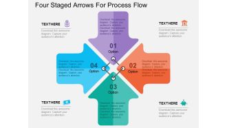 Four staged arrows for process flow flat powerpoint design