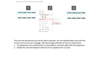 Four staged pricing table with icons powerpoint slides