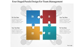 Four staged puzzle design for team management powerpoint template