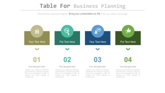 Four staged table for business planning powerpoint slides