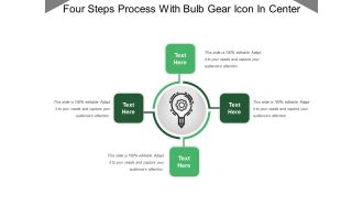 Four steps process with bulb gear icon in center