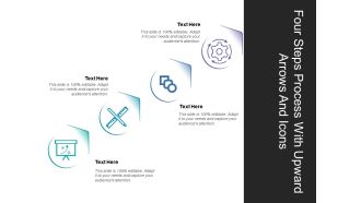 Four steps process with upward arrows and icons