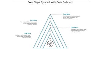 Four steps pyramid with gear bulb icon