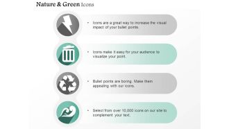 Four vertical green energy symbols editable icons