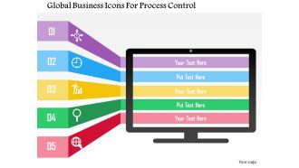 Global business icons for process control flat powerpoint design