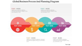 Global business process and planning diagram flat powerpoint design