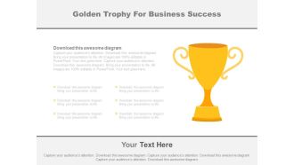 Golden trophy for business success representation powerpoint slides