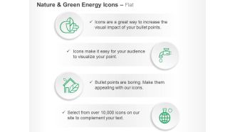 Green energy production water harvesting domestic power global green energy ppt icons graphics