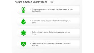Green power source hydro power solar energy recycling ppt icons graphics