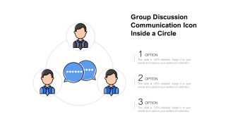 Group discussion communication icon inside a circle