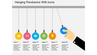 Hanging pendulums with icons flat powerpoint design