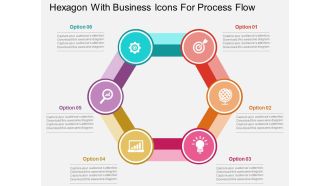 Hexagon with business icons for process flow flat powerpoint design