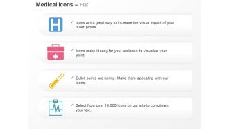 Hospital symbol medical bag thermometer ecg report ppt icons graphics