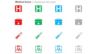Hospital symbol medical bag thermometer ecg report ppt icons graphics