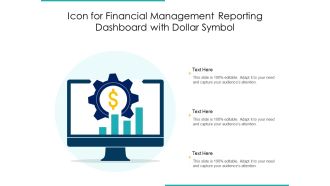 Icon for financial management reporting dashboard with dollar symbol